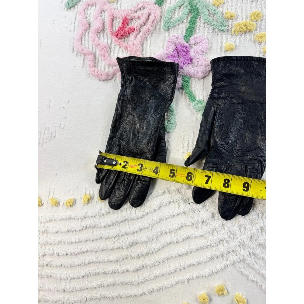 Loewe Vintage Black Leather Gloves Made in Spain Luxury Winter Accessories
